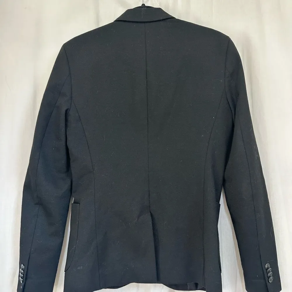 ZARA black two buttons embroidered pocket tailored slim fit blazer jacket S